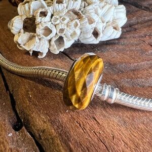 Authentic Chamilia Tiger’s Eye Stone Collection Golden Brown Charm 925 Sterling